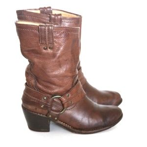 Size 6B - FRYE Carmen Women's Brown Leather Harness Western Boots